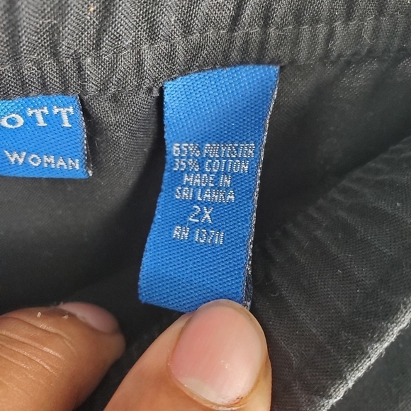 Karen Scott Sport Womens Black Drawstring Woven Capris 2X Pants - Picture 3 of 9